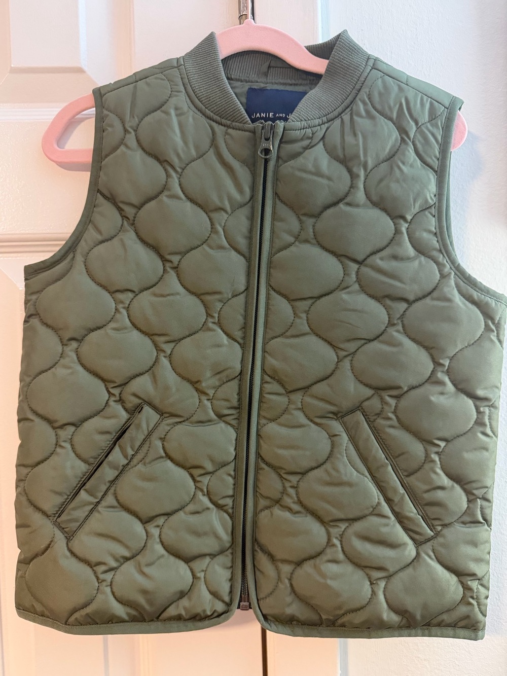Janie and Jack Girls Olive Green Quilted Vest Size 5–6 | NWOT